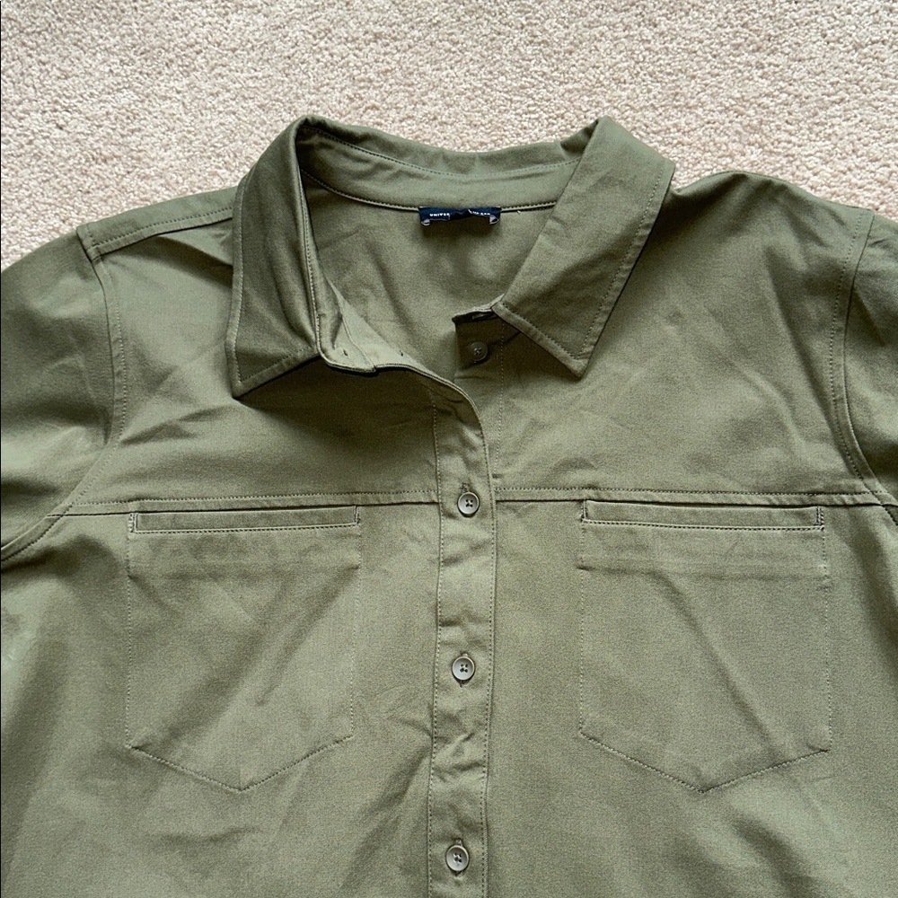 Universal Standard Olive Green Button-Up Shirt Dress - Picture 4 of 13